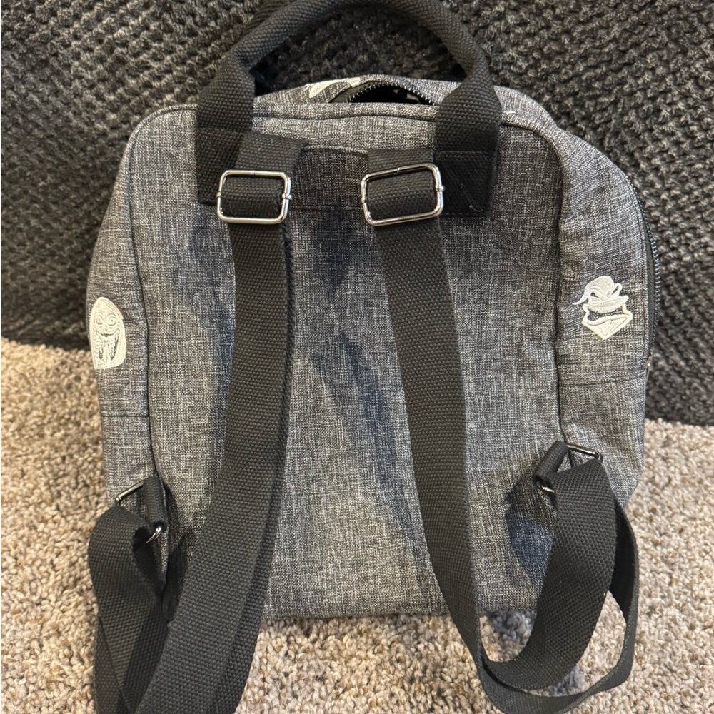 Disney Gray Fabric Patch Backpack with Embroidere… - image 2